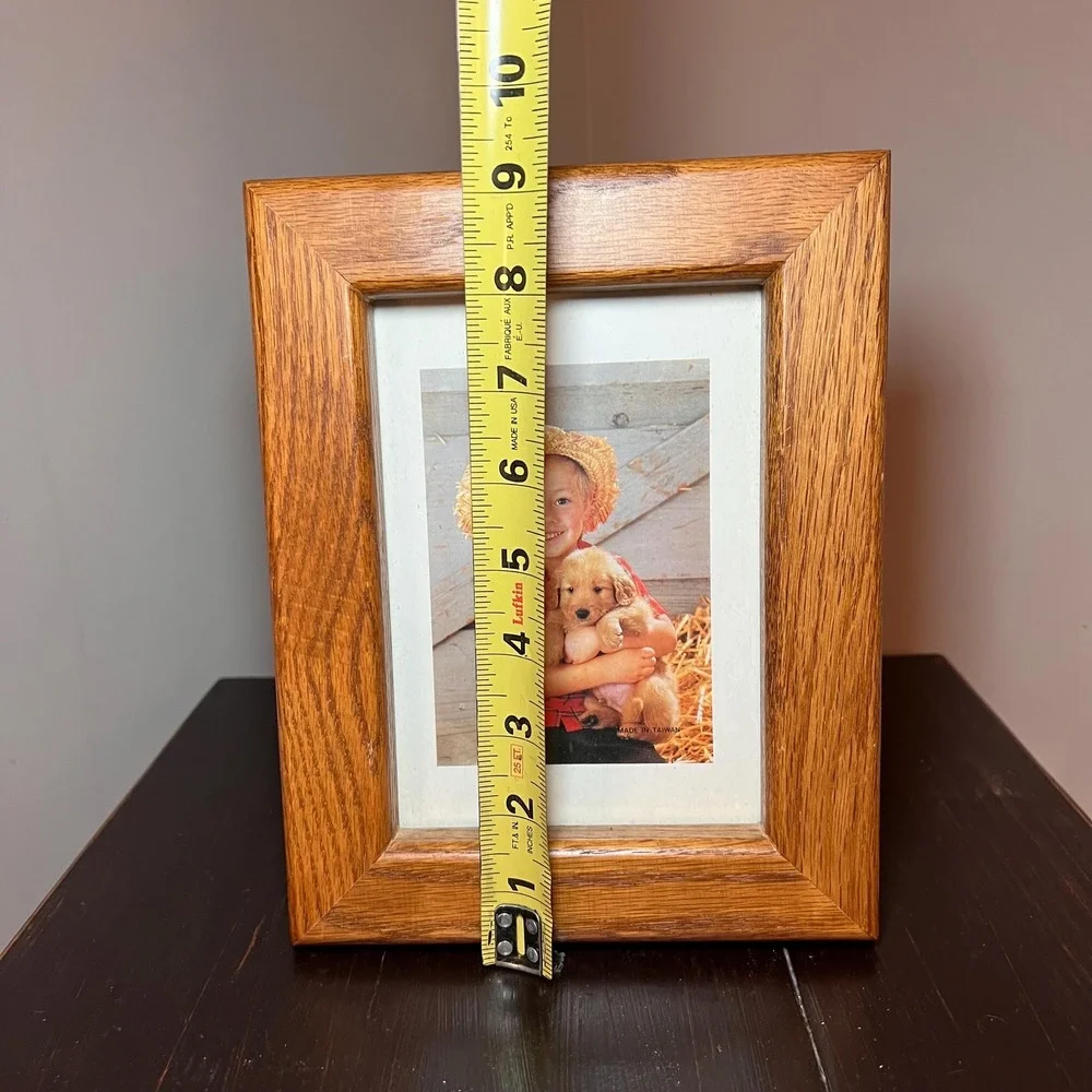 VTG Oak Picture Frame Photo Storage Box Hinged Wood Frame Album farm  cottage